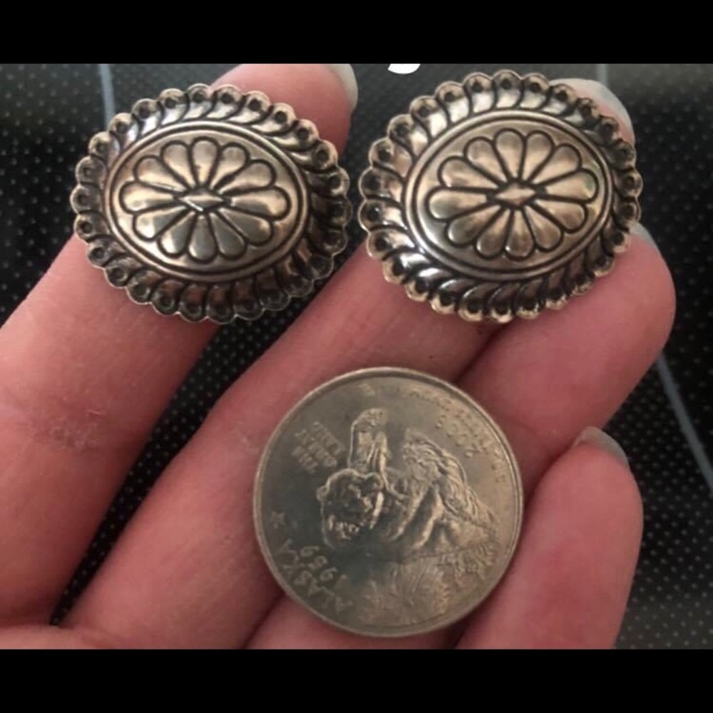 Sterling silver concha earrings